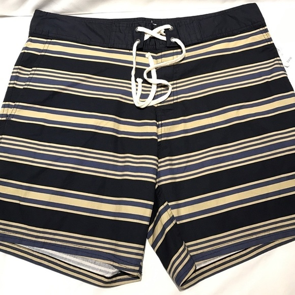Men's swim trunks, navy and cream color - Picture 1 of 6